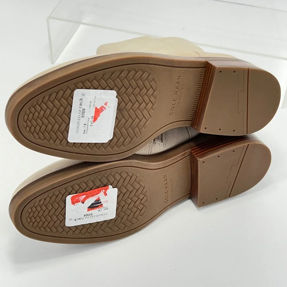 Cole Haan Grand OS‎ Size 7 Suede Ankle Booties Beige Waterproof Boots NEW $298